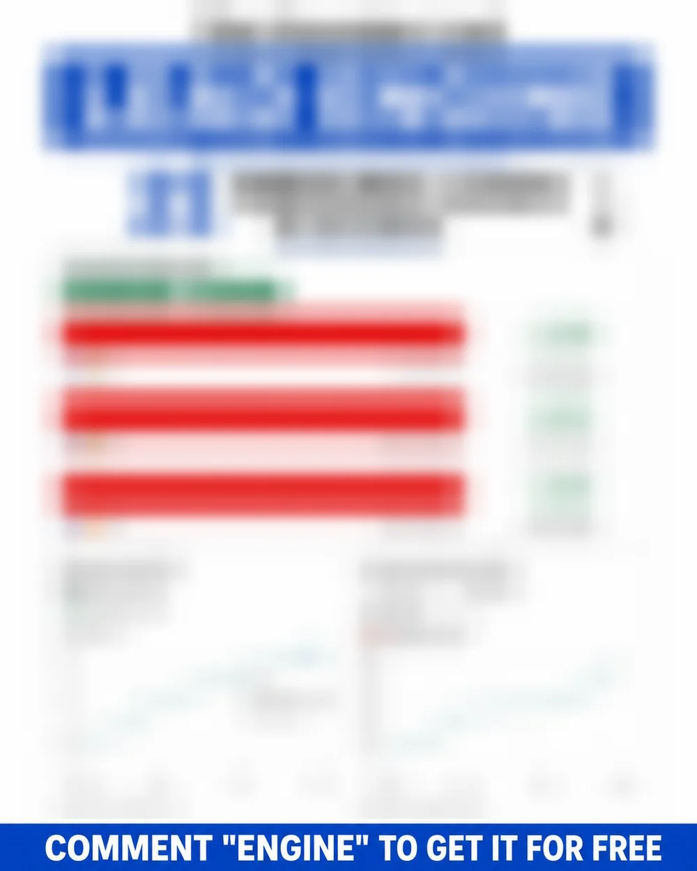 The same creative with a high contrast bar reading comment engine to get it for free, contents deliberately blurred