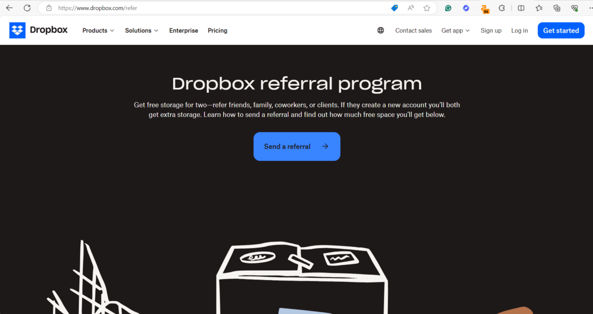 Referral program Dropbox